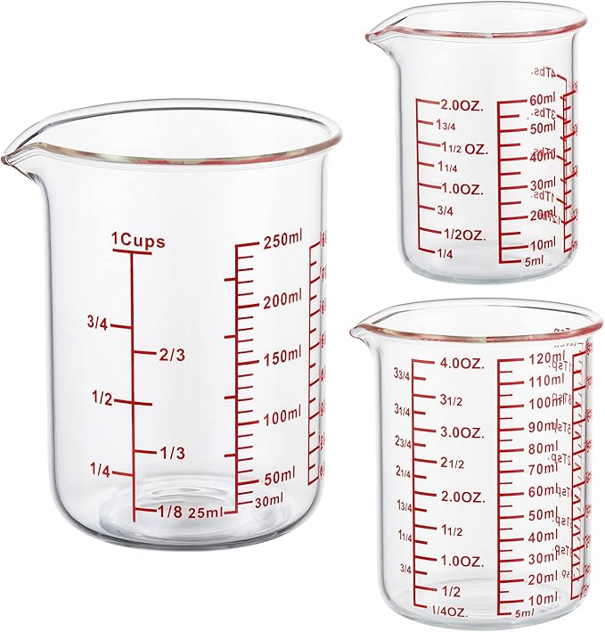 Ackers High Borosilicate Glass Measuring Cup Set with Pour Spout