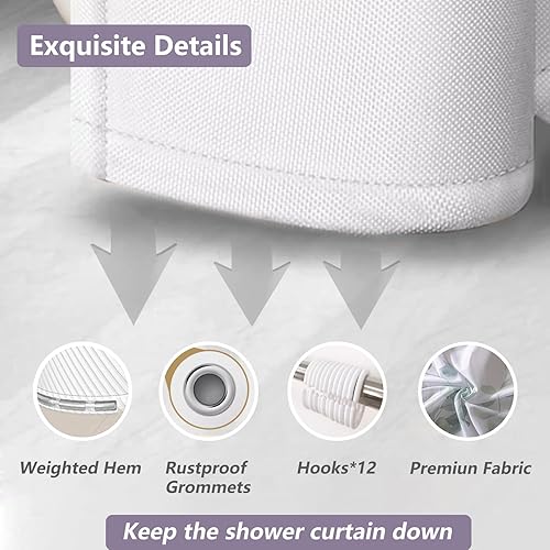 Miniatura 7 de Cortina de ducha de eucalipto morado para baño, cortinas de ducha impermeables mejoradas con patrón de plantas de hojas de eucalipto, cortina de