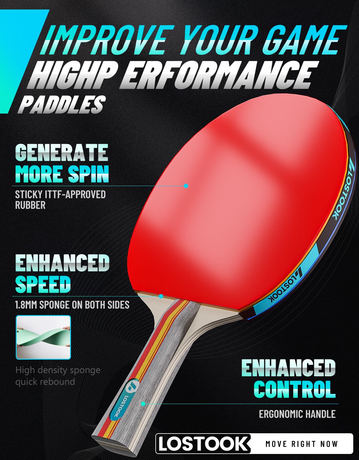 Juego de 4 palas de ping pong profesionales con raquetas de tenis de mesa y 3 pelotas de estrella, red de mesa de ping pong portátil con abrazaderas para cualquier mesa, juegos de hogar y 4