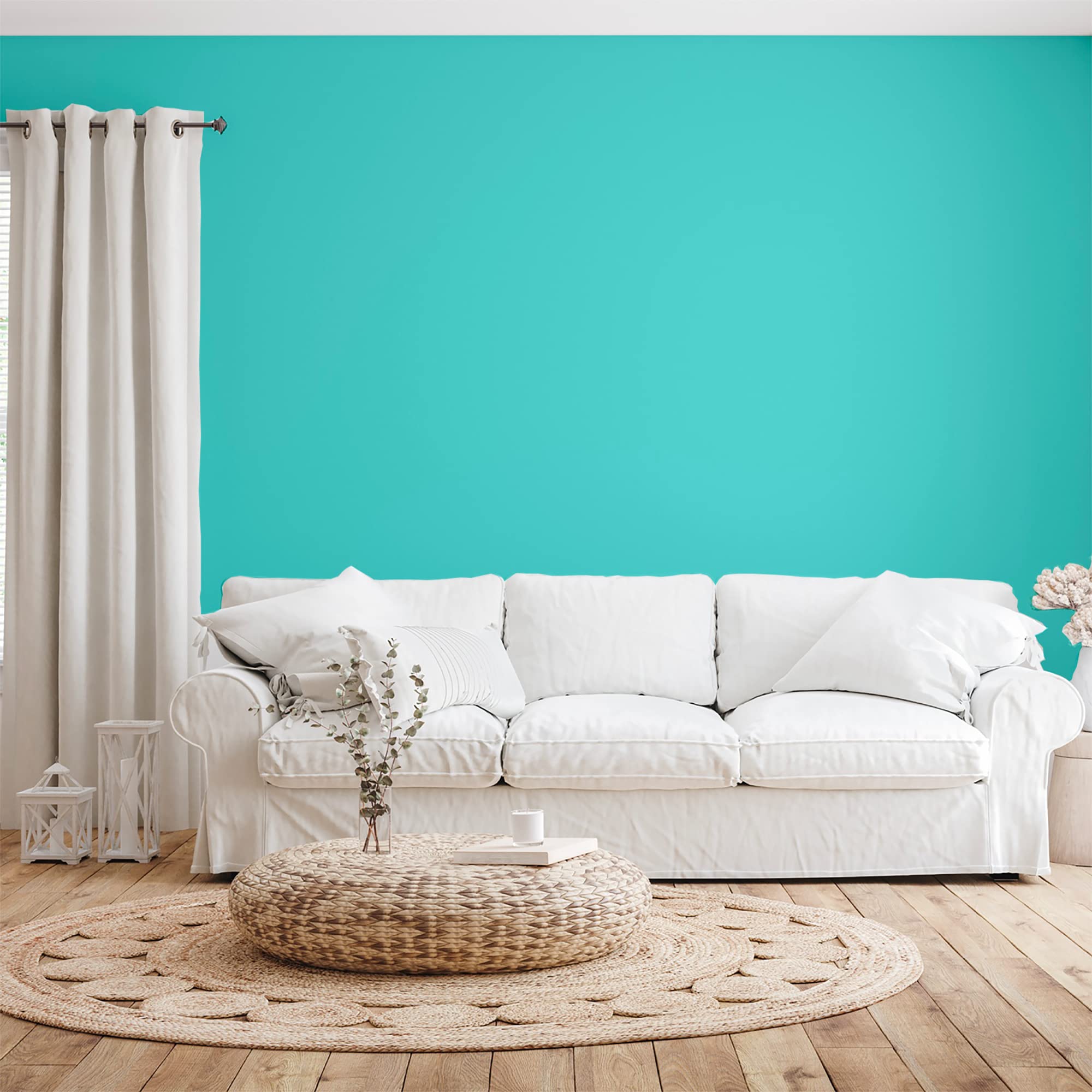 BOX DECO COULEURS Pittura murale naturale ecologica opaca aspetto interno Natura - 2,5 L, Blu Laguna