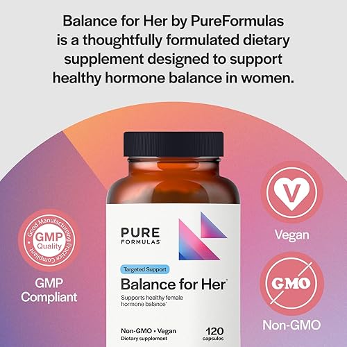 Miniatura 3 de PureFormulas Balance for Her - Balance hormonal para mujeres - DIM, cohosh negro, D-glucarato de calcio, extracto de té verde EGCg y suplemento de
