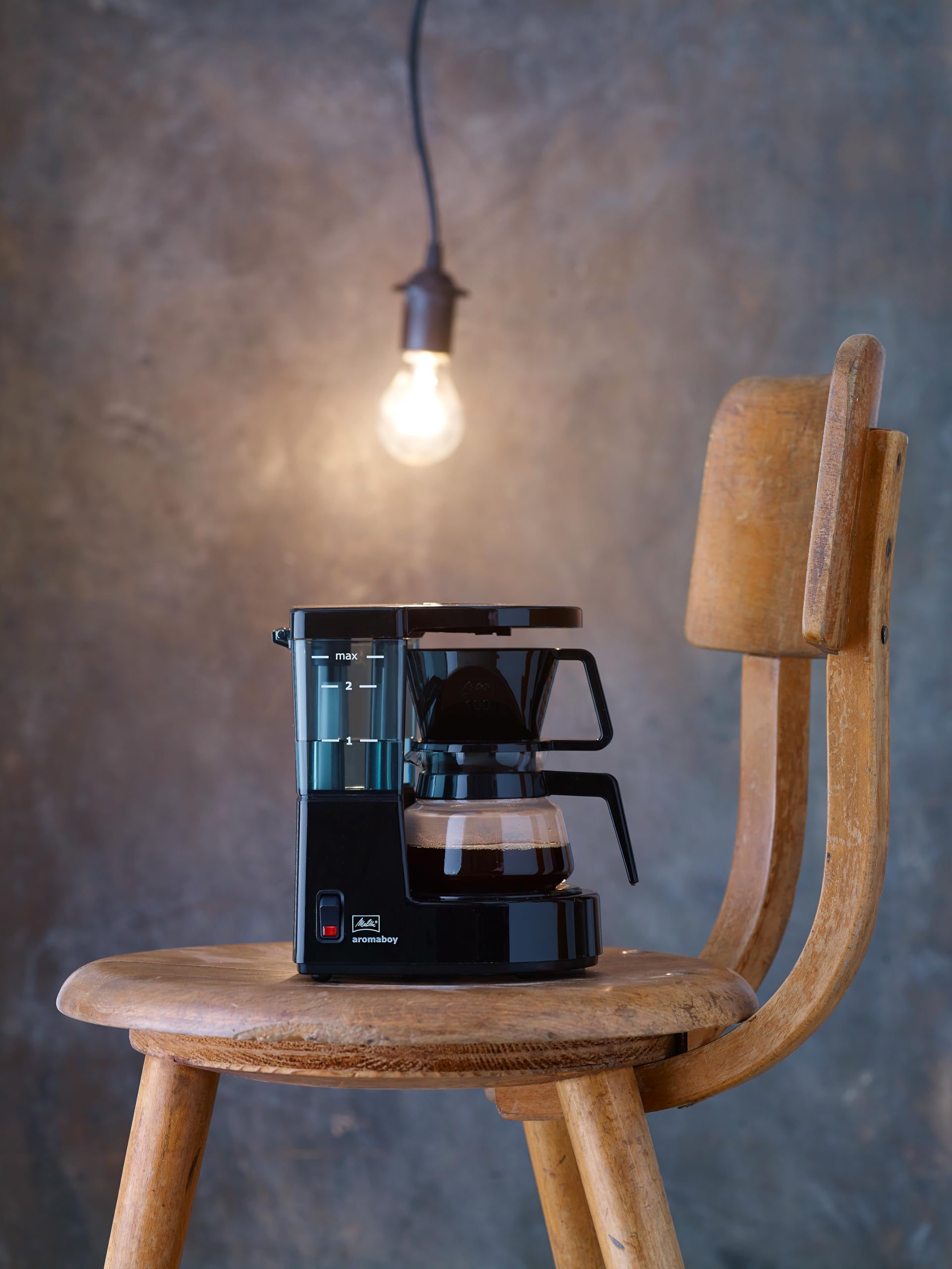 Melitta Aromaboy – kleine Filterkaffeemaschine mit Glaskanne, für bis zu 2 Tassen Kaffee, in Schwarz