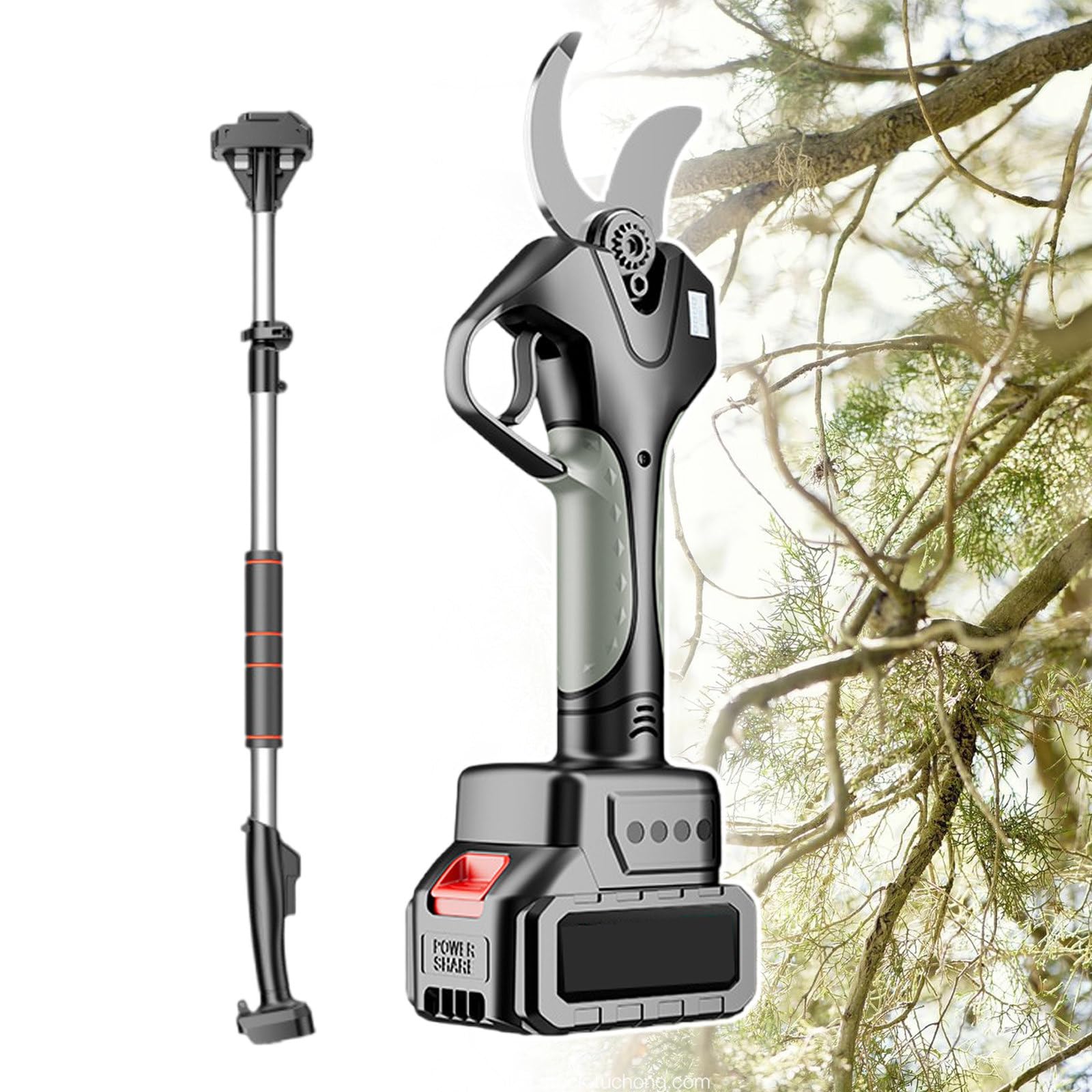 Podadora De Mano con Pantalla De VisualizacióN, Tijeras EléCtricas InaláMbricas Profesionales, Rango De Corte De Ramas De 1-68 Mm, para Podar Huertos Frutales, ViñEdos
