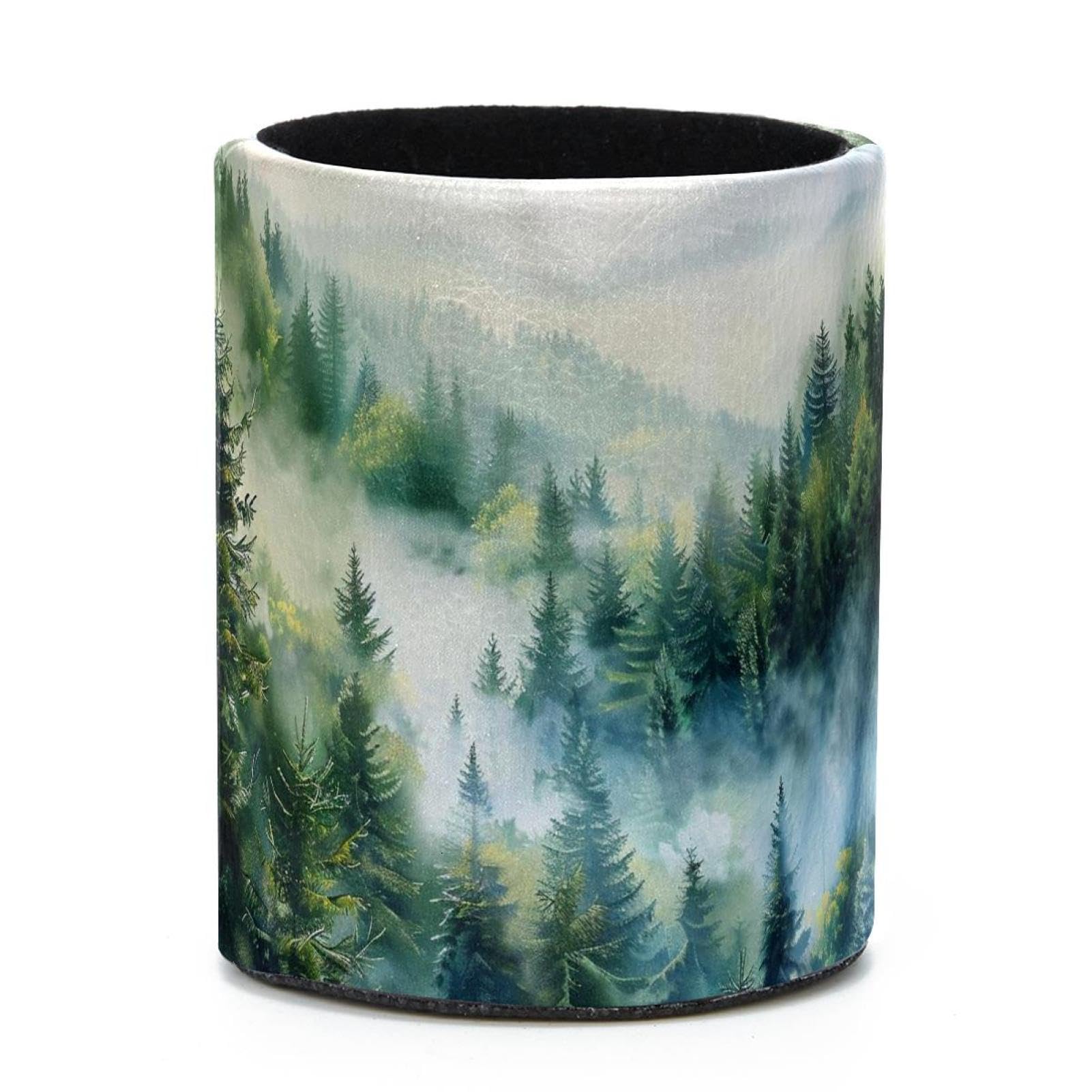 VAPOKF Round Pencil Holders for Desk, Cloud Pine Forest Pen Holders Pen Pot Makeup Brushes Storage Desktop Stationery Supplies Organiser for Home Office