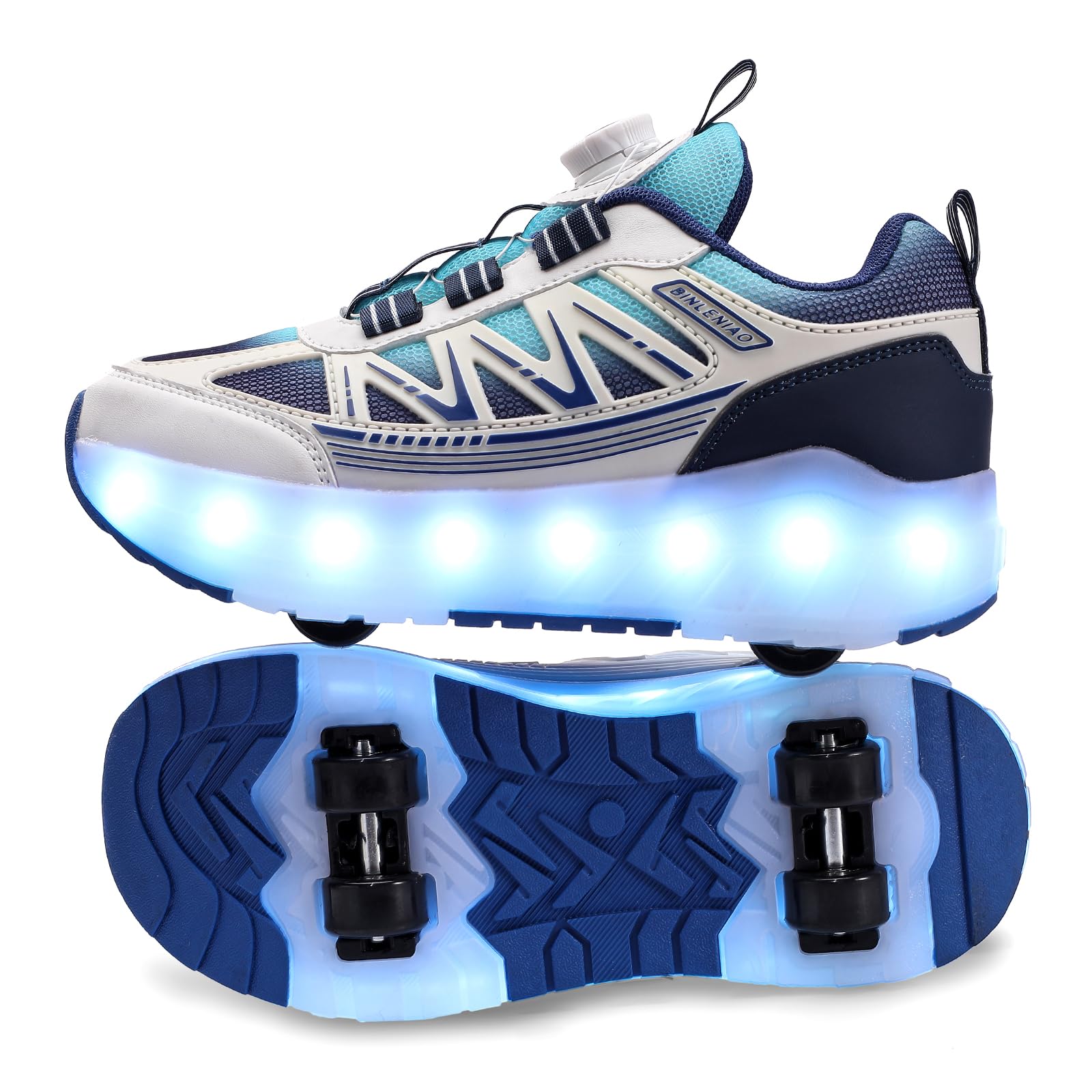 Schuhe mit Rollen für Kinder Jungen und Mädchen, 2-in-1 Sneakers mit abnehmbaren Rädern, Sportschuhe für Ostern und Geburtstag