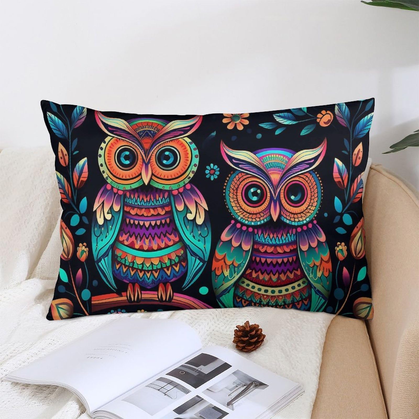 NTVOWPZO Decoration Throw Pillow Covers 12 "x20 Pillowcases Covers Colorful Owl Pictures Soft Pillowcases Modern Farmhouse Home Decor Sofa Cushions Covers for Couch Bed Living Room