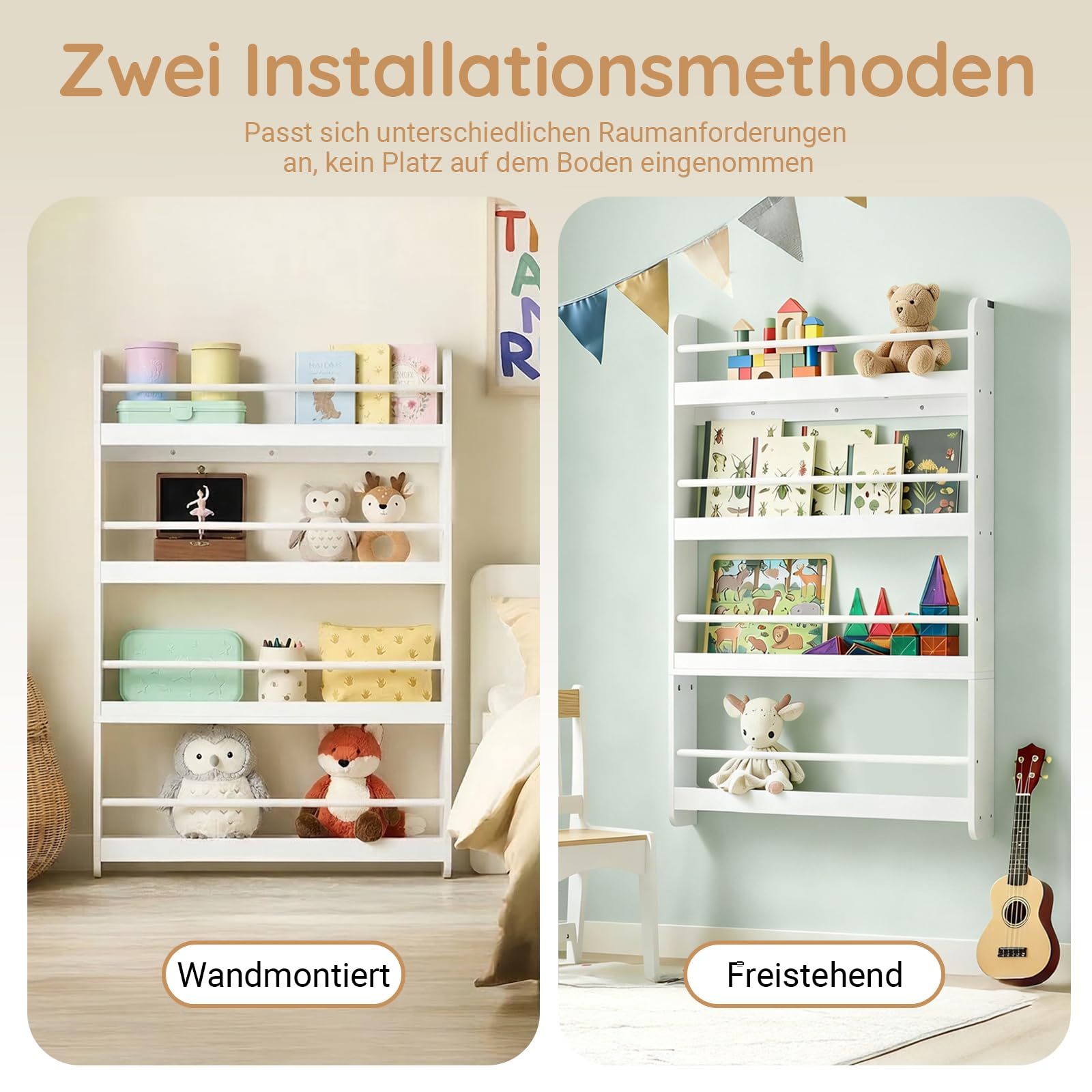 SoBuy Kinder Bücherregal Wandregal 80x118x12 cm für Kinderzimmer