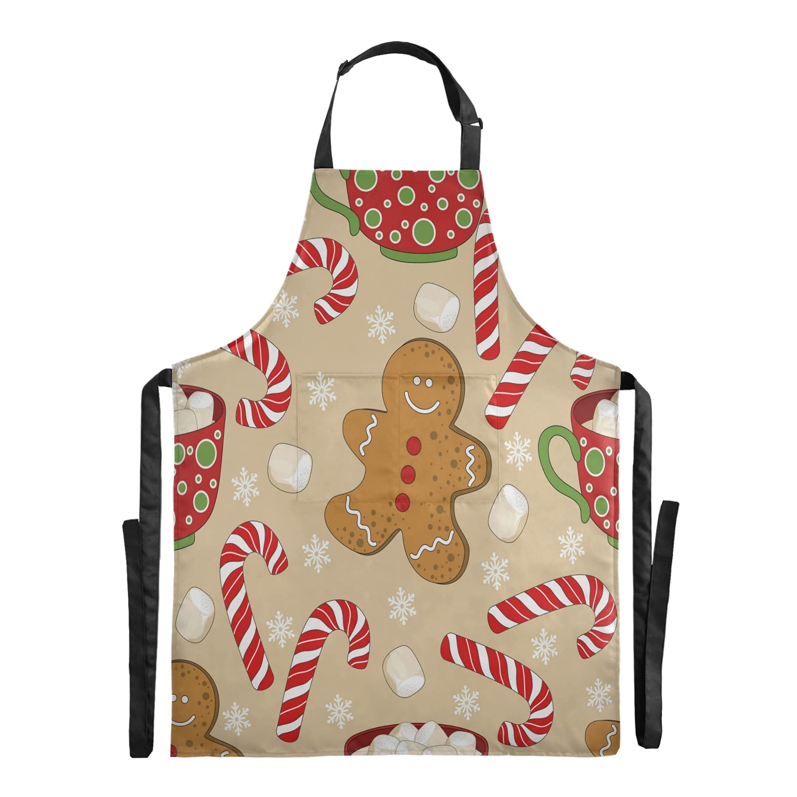 FVFV Galleta De Caramelo De Navidad Impermeable Delantal de Cocina Camarero con 2 Bolsillos Delantales para Cocinar Mujeres Carniceros Cocineros Hombres