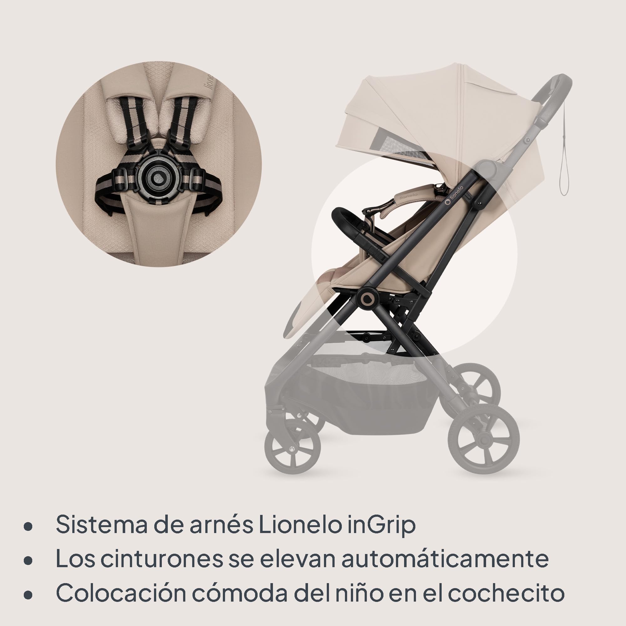 Lionelo Tansi Silla de Paseo Ligera y Carrito Bebé Compacto, hasta 22 kg, Plegado Automático con una Mano, Posición Reclinable, Ruedas GravelTech con Amortiguación, Capota Impermeablee, Mosquitera