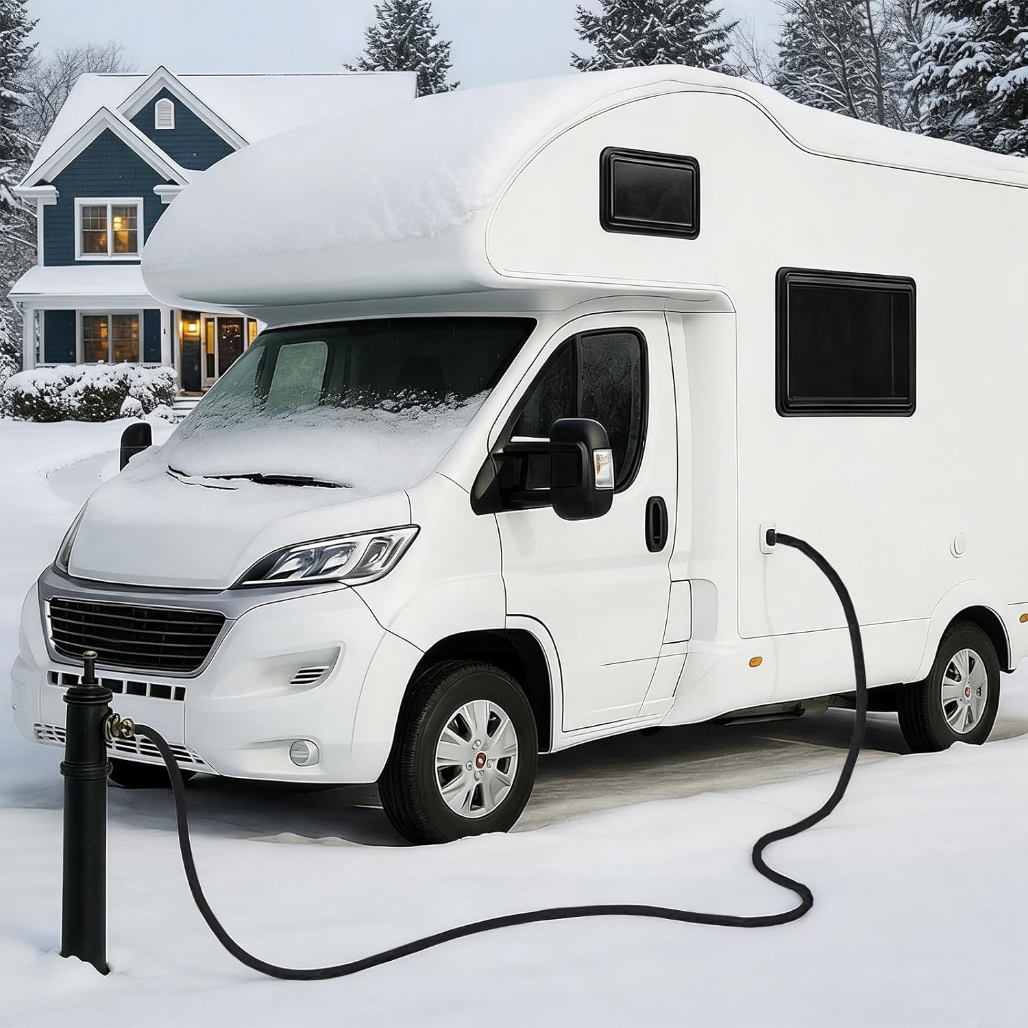 Nuanchu 25ft Heated Water Hose Rv Hose Heated Sleeve Wrap Waterproof Freeze Resistant Down to -45°f Insulated Cover Electrical Sleeve for Winter Camper Travel Trailer, Not Include Water Pipe