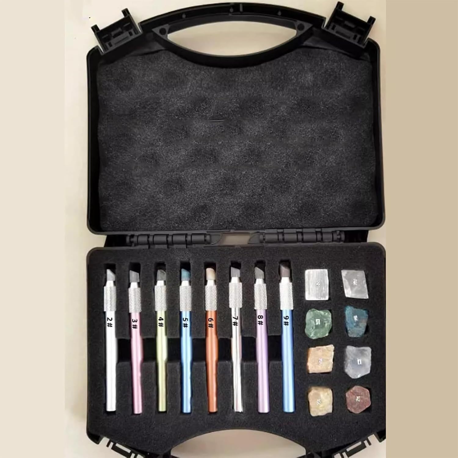 Portable Mineral Hardness Test Kit | 2-9 Mohs Scratch Test Pens with Storage Box for Gemstone, Jade & Industrial Mineral Identification