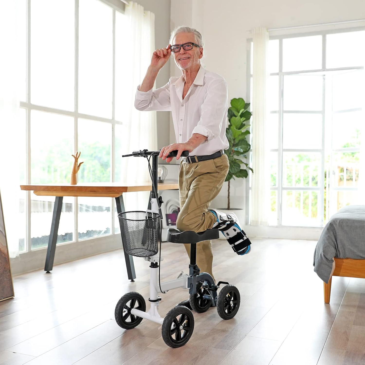 RINKMO AllTerrain Knee Scooter with Pneumatic Tires Best Crutches