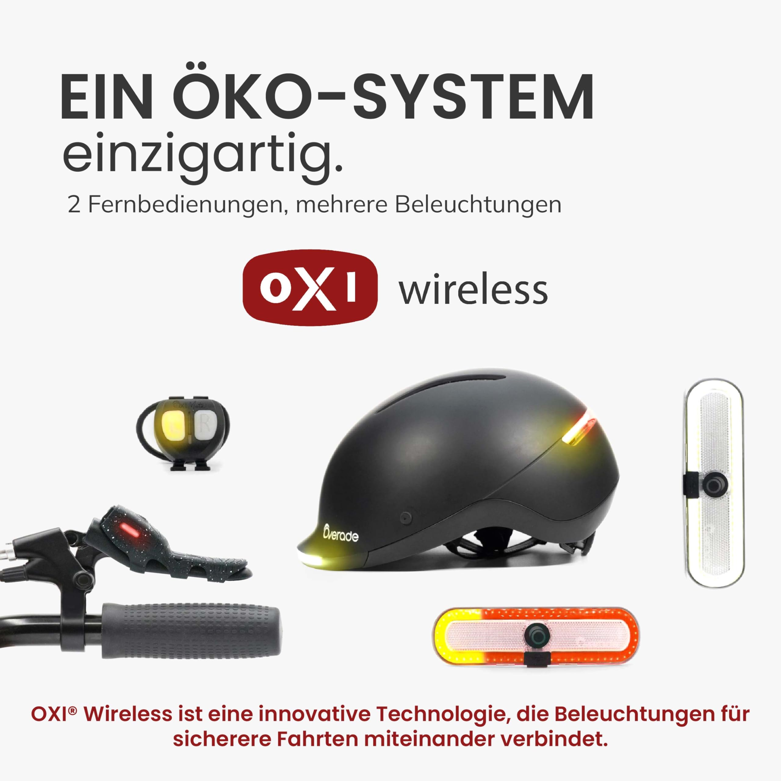 Overade European Innovation - Life Helm Für Fahrräder Und Scooter, Mit Starker Beleuchtung Vorne/Hinten, Inkl. Oximote Blink-Fernbedienung, Einheitsgröße