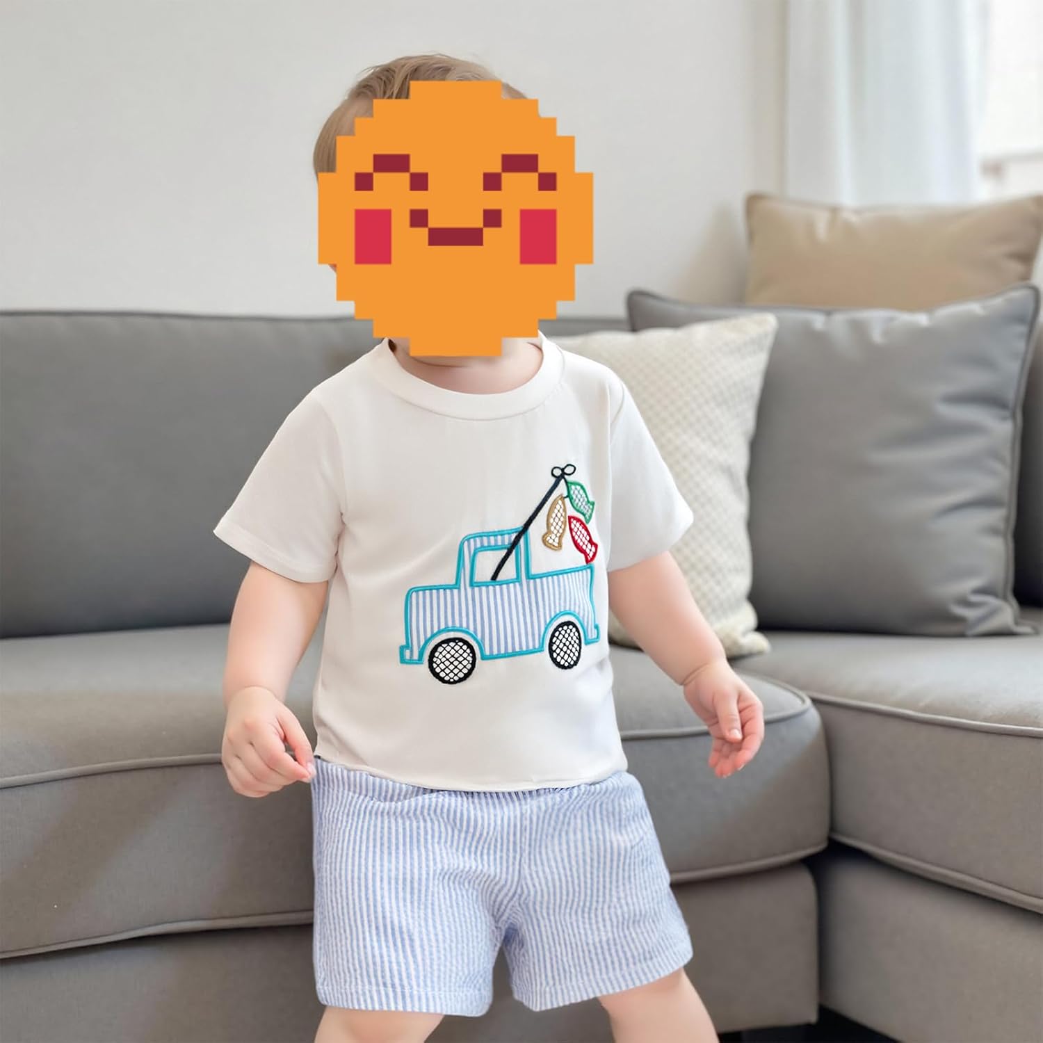 Infant Toddler Baby Boy Summer Short Sleeve Shirts with Striped Shorts Set 2Pcs Boy Fishing Outfit - Image 2