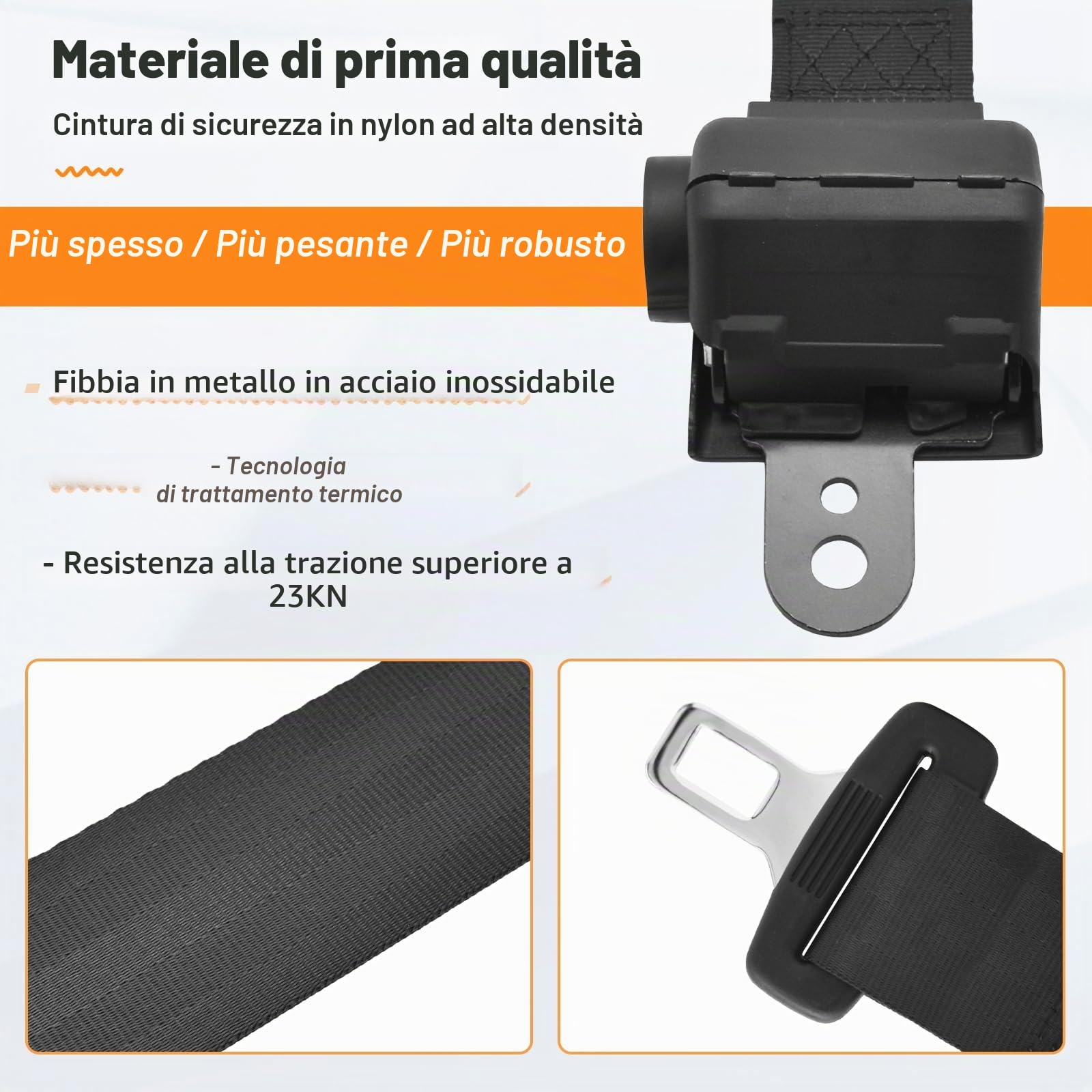 Wai Danie 2 Pezzi 270cm 106" Cinture di Sicurezza Universali per Carrello da Golf Retrattile per Girovita Compatibile con EZGO TXT Yamaha Club Car DS Carrello da Golf Go Kart ATV UTV Bus