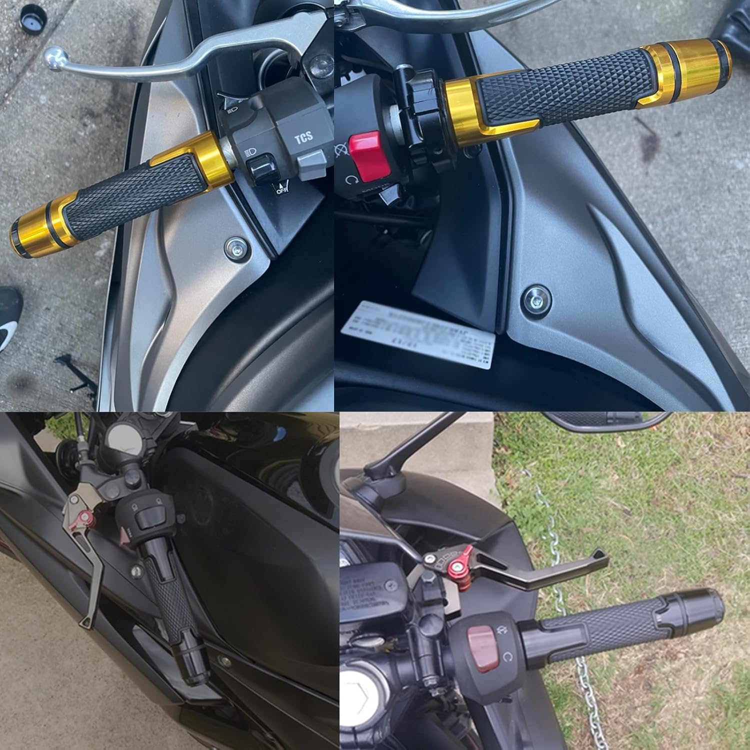 7/8'' 22mm Motorcycle CNC Aluminum Powersports Handlebar Grips with Grip Ends for YZF R1 R3 R6 R25 R15 R125 600R Gold