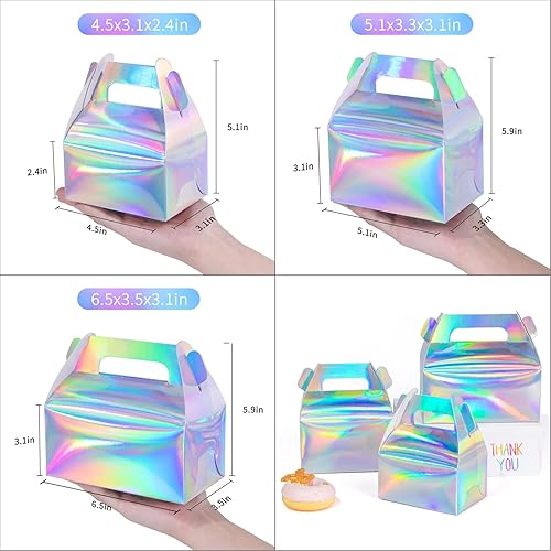 Miniatura 5 de SZYCHEN 10 unidscaja de regalo holográfica pastel caramelo galleta embalaje cartón portátil para bodas y fiestas de cumpleaños