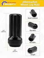 Vista 9 de Tuercas de rueda de 0.551 in x 1.5 7 Tuercas para Llantas de Carros para 6 lengüetas, asiento cónico abombado, extremo cerrado con 1 llave
