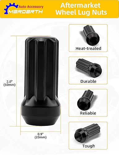 Miniatura 9 de Tuercas de rueda de 0.551 in x 1.5 7 Tuercas para Llantas de Carros para 6 lengüetas, asiento cónico abombado, extremo cerrado con 1 llave de