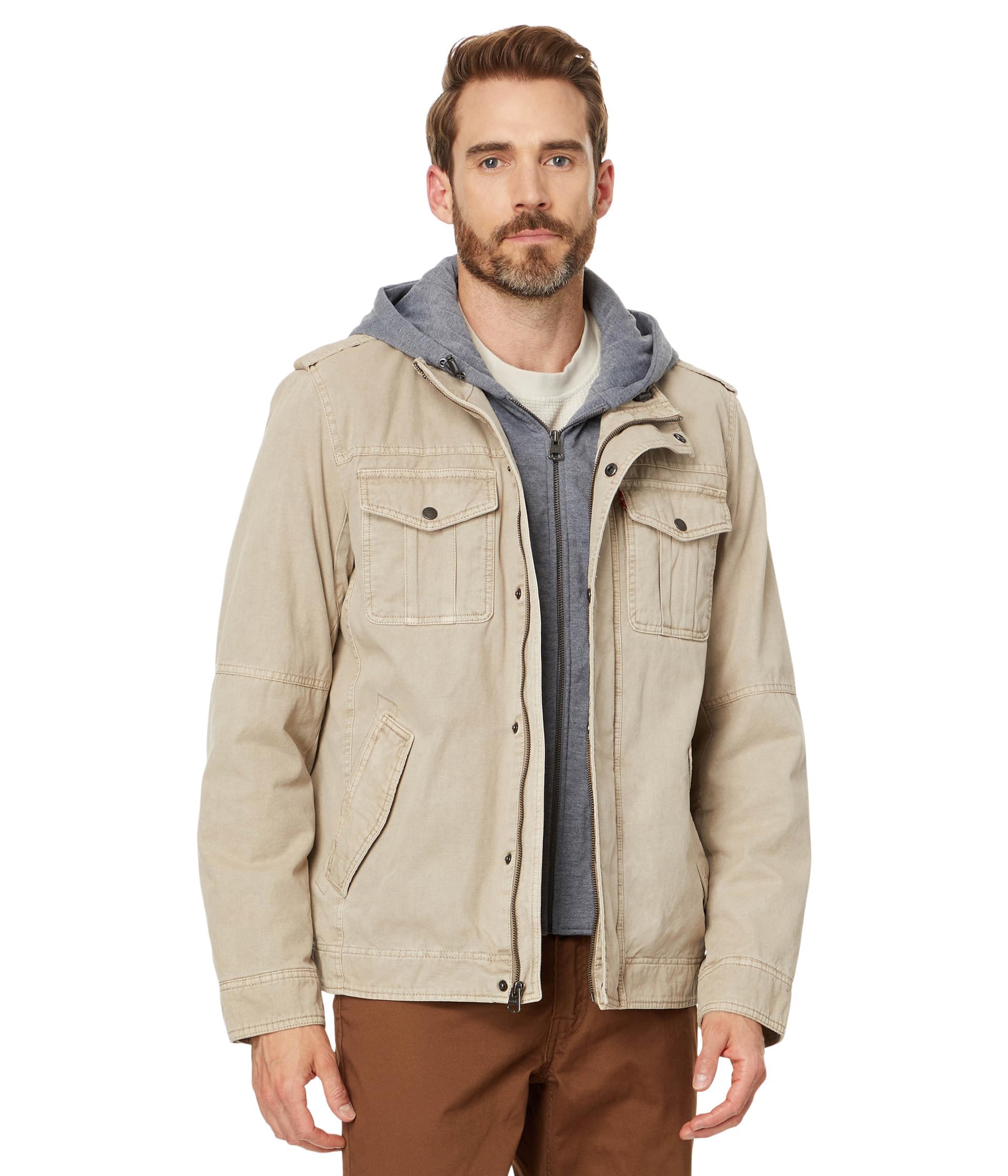Levi's Men's Washed Cotton Hooded Military Jacket (Regular &amp; Big &amp; Tall Sizes)