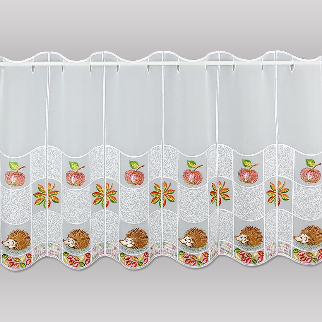 atelier alles-Spitze Kurzgardine Igel im Herbstlaub HxB 55x128 cm