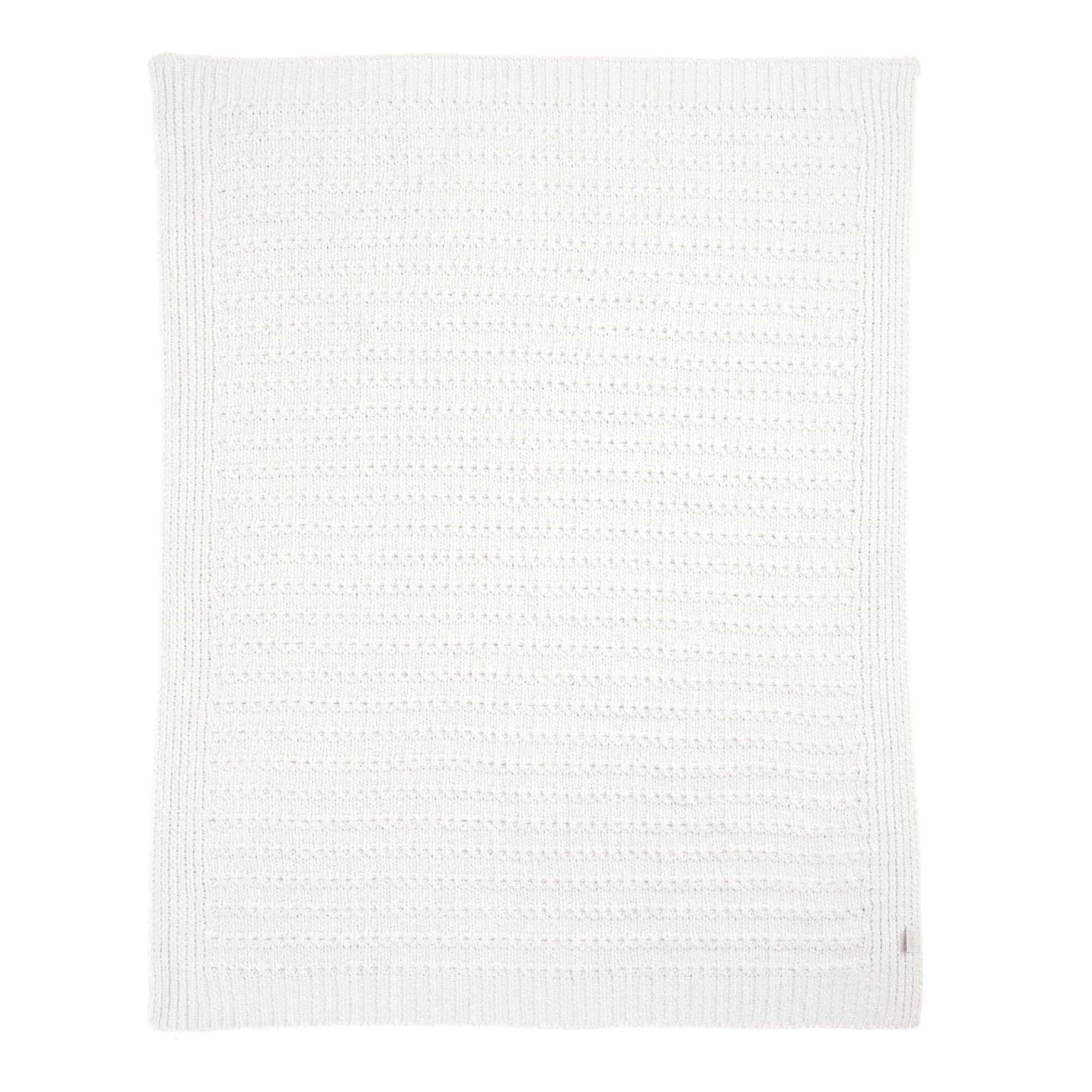 Mamas & Papas Nursery Small Knitted Blanket, White Stripe, 70 x 90 cm