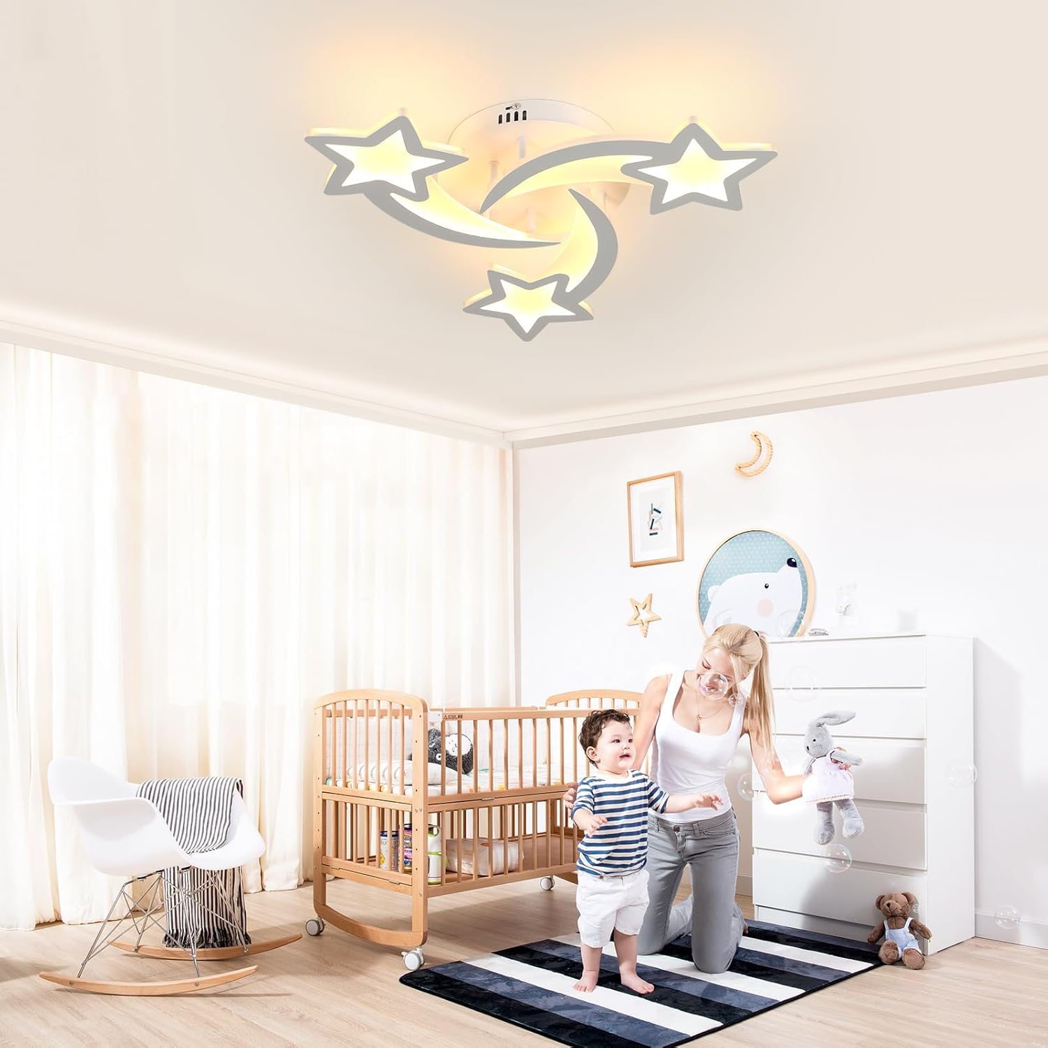 Toolight Plafoniera LED dimmerabile 30 W 3375 LM, lampadario camera da letto per bambini con telecomando 3000 K-6500 K, moderna lampada da soffitto per camera dei bambini, soggiorno, camera da letto,