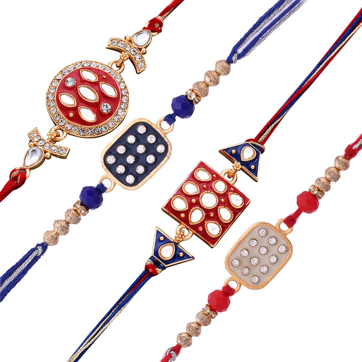 VOYLLA Set of 4 Meenakari Kundan Studded Rakhi (B0B3JKW712) Amazon Price History, Amazon Price Tracker
