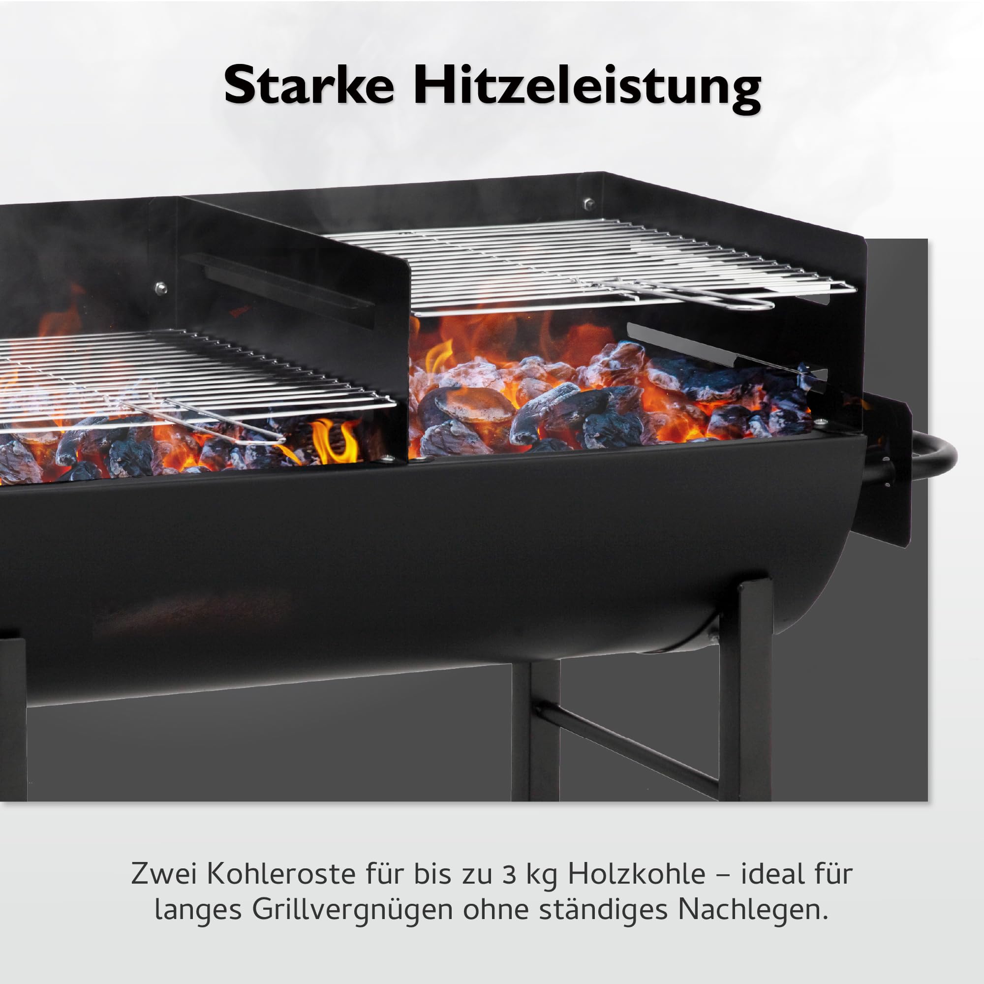 tepro Detroit 1037 – XL Holzkohle‑Grillfass mit Ablage, verchromte Grillroste & flexibel höhenverstellbar