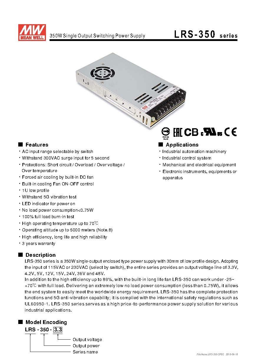 Mean Well Meanwell LRS 350 15 Power Supply 350w 15v (B077BN2Z78) Amazon Price History, Amazon Price Tracker