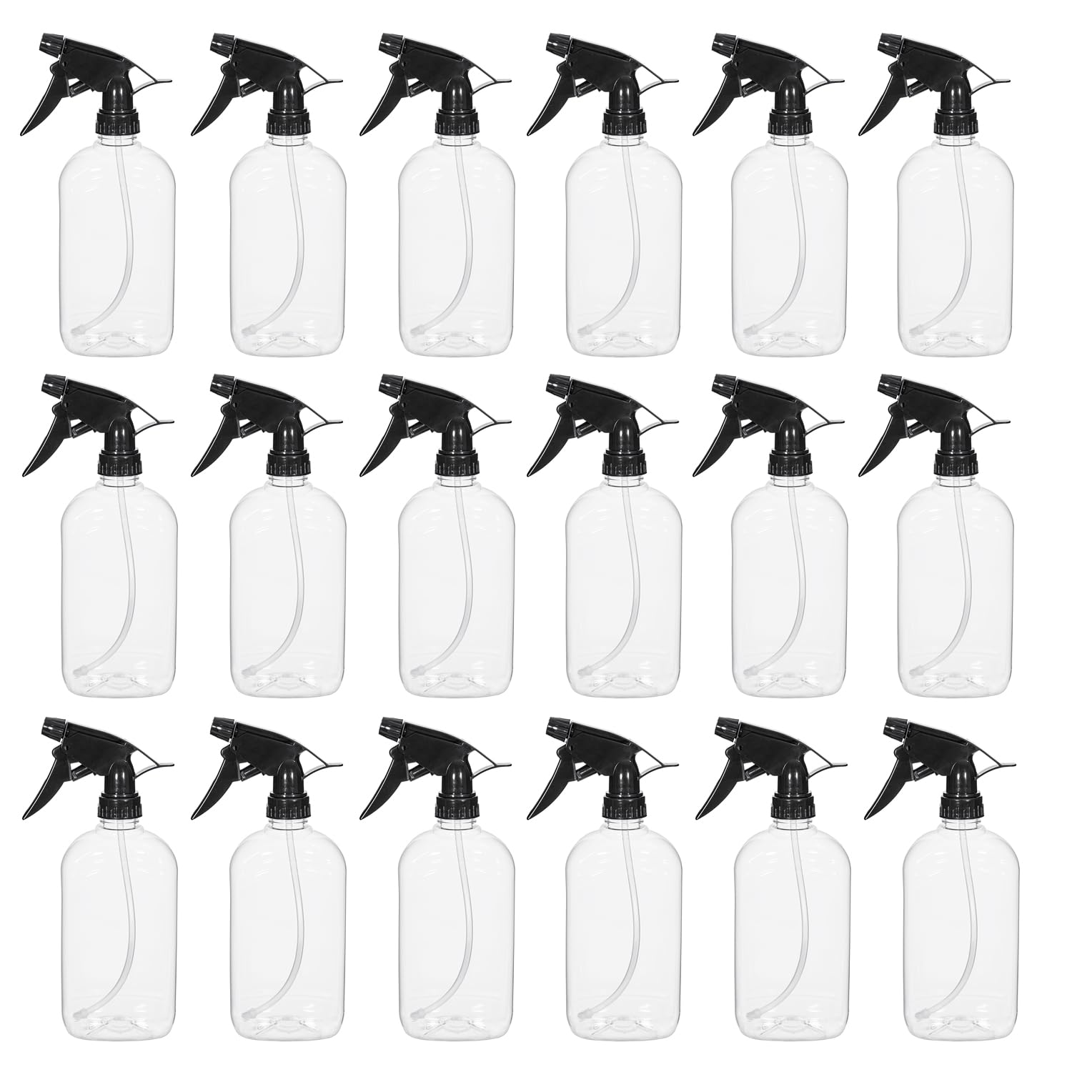 Botella con Pulverizador 500ml. Pack 18 Unidades. Tamaño: 8x11x23 cm. Pulverizadores forma Ovalada de Plástico color Negro. Botella Pulverizadora en Spray para Hostelería, Cuidado de Jardines