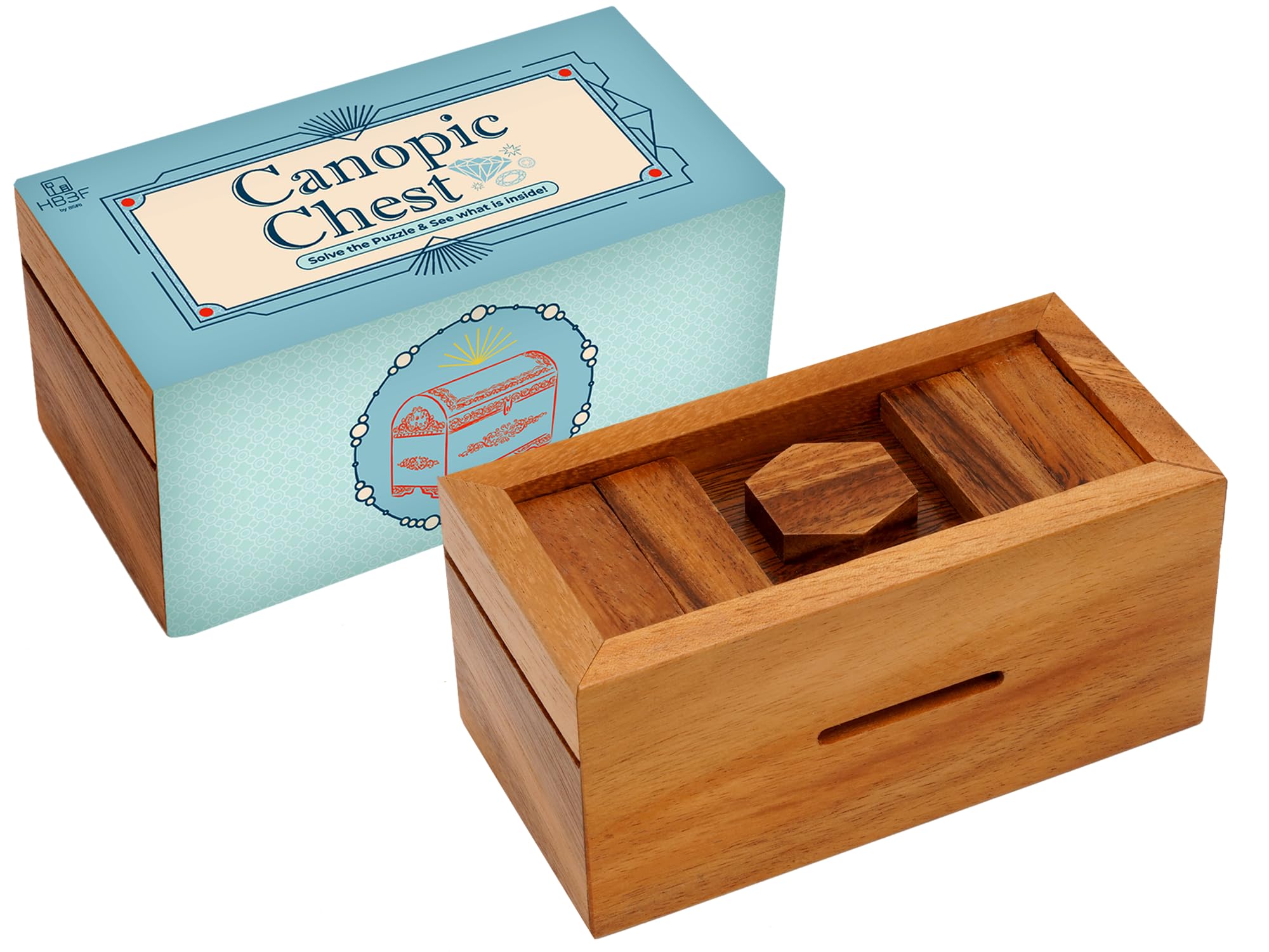 BSIRI Puzzle Wooden Gift Box with Hidden Compartments (Canopic Chest)