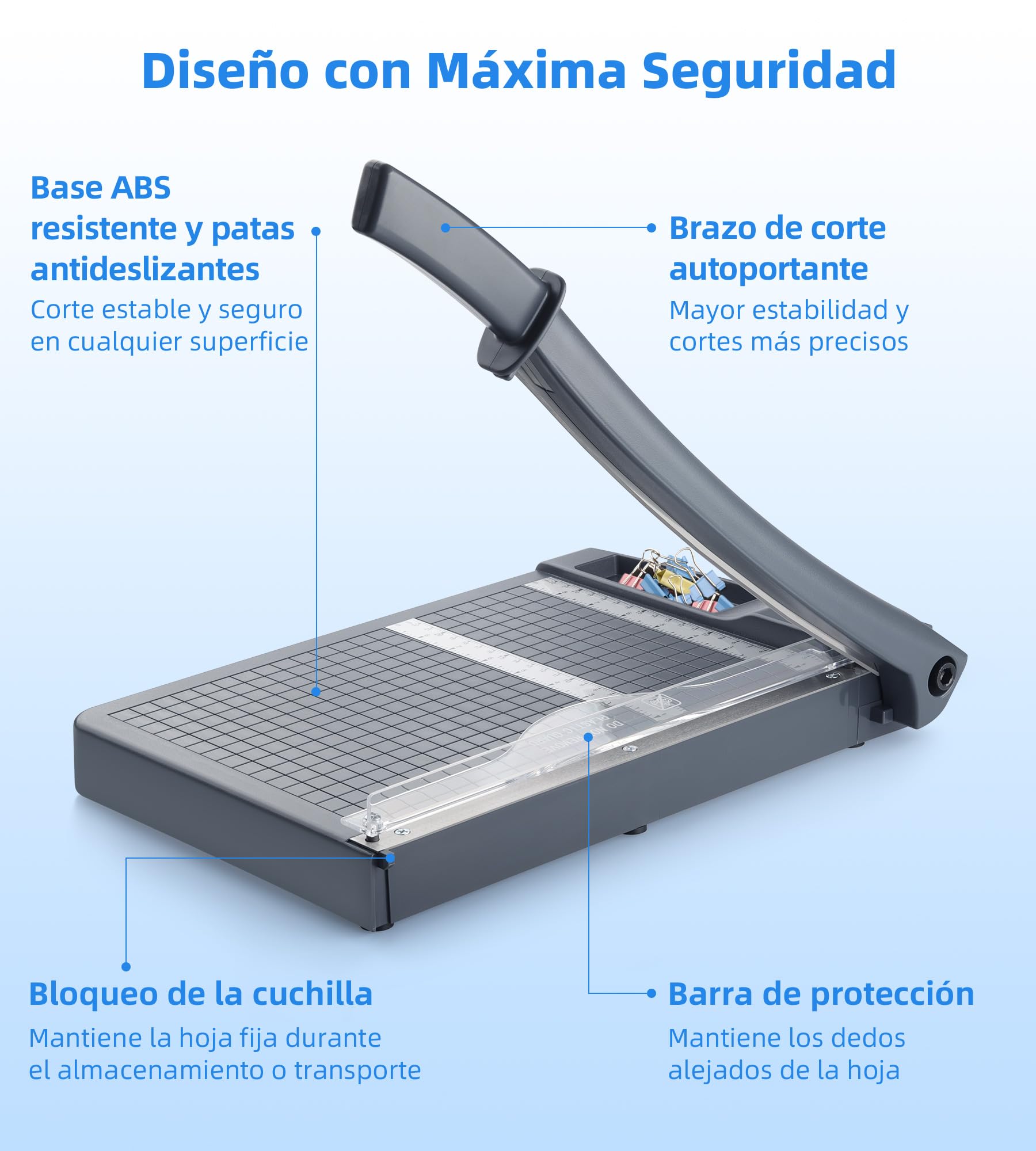 Firbon Guillotina Cortadora de Papel 30 cm, Capacidad de Corte de hasta 12 Hojas A4 80 g/m², con Bloqueo de Seguridad y Regla de Precisión, para Oficina, Escuela, Manualidades y Fotos