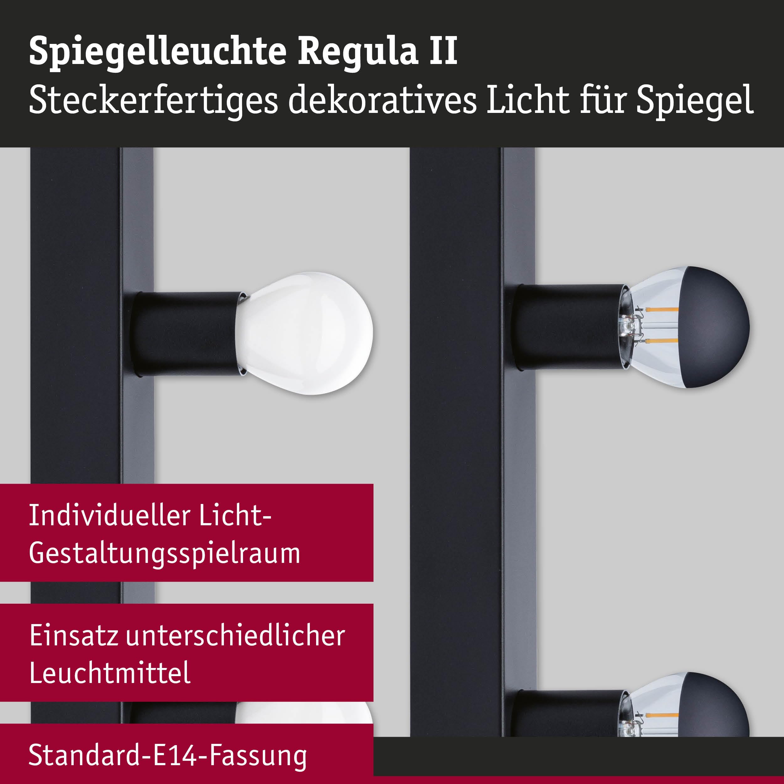 Paulmann 80101 Spiegelleuchte E14 230V max. 4x40W dimmbar Schwarz