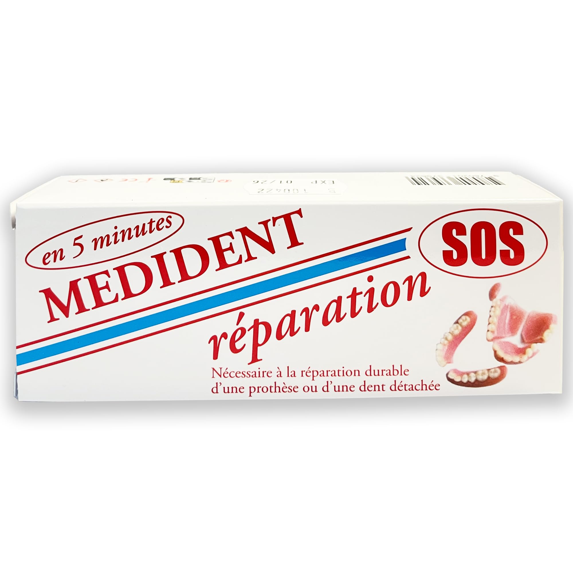 MEDIDENT- SOS REPARATION DENTIER -Réparez votre dentier cassé vous même-Nécessaire pour 3 utilisations