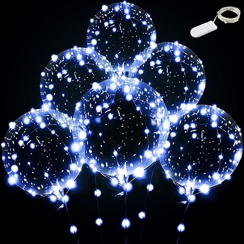 Globos LED iluminados 12 juegos de globos LED de burbujas con 15 globos transparentes de 24 pulgadas para tanque de helio Navidad cumpleaños boda