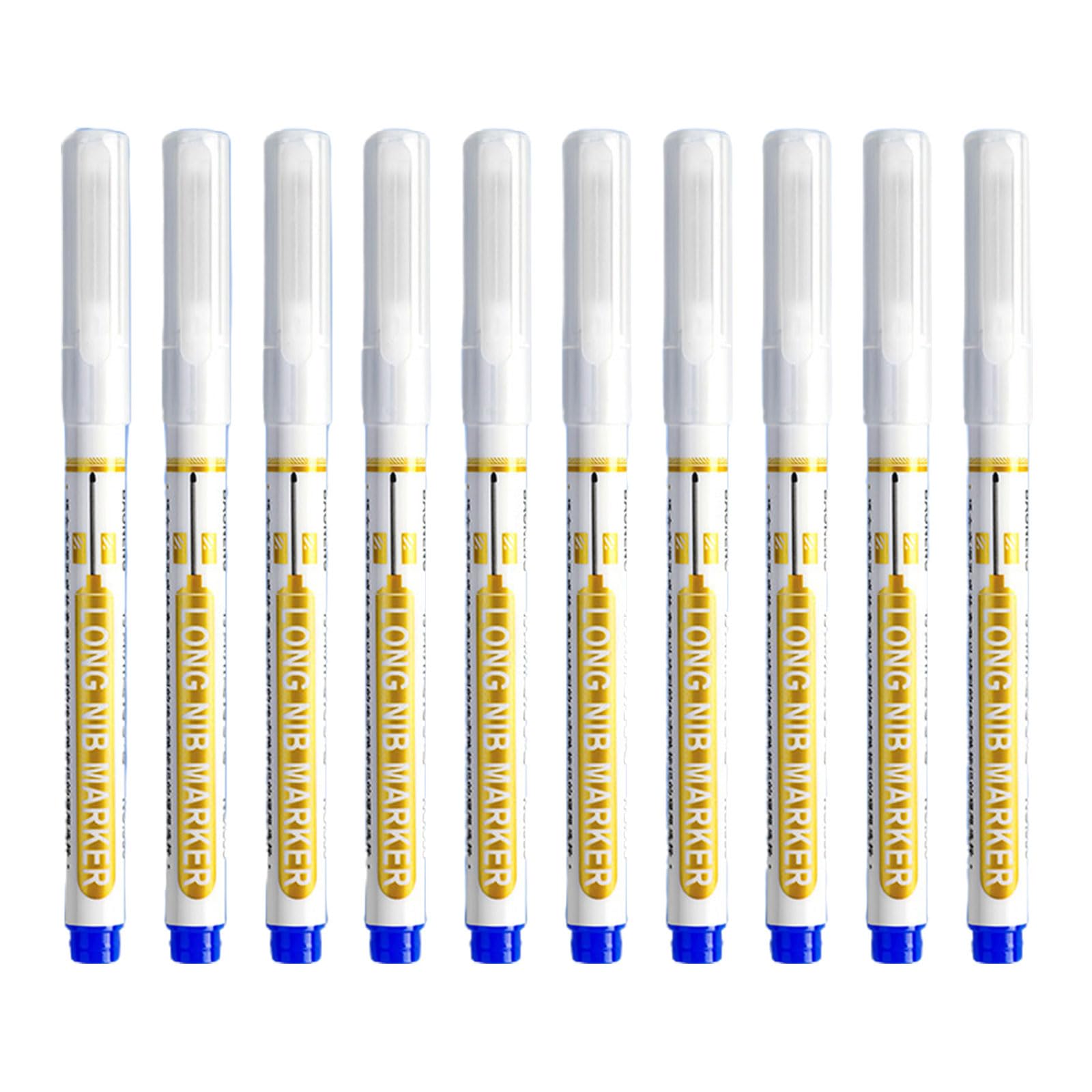 Buxuaaaa Blue Head Hole Marker Reach Permanent For Woodworking & Marking 10Pack Long Nose Pens With Hole Designs Marker
