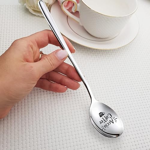 Miniatura 3 de WHING Accio - Cuchara de acero inoxidable grabada para los amantes del café y el té, amantes de los libros, amigos fanáticos de Harry Potter, regalo