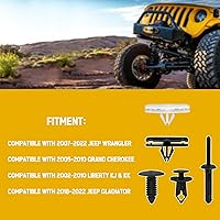 Vista 4 de Clips de retención 5 en 1 para rejilla Wrangler, remaches de plástico tipo empuje Xislet compatibles con Jeep Wrangler 2007-2024 y clips