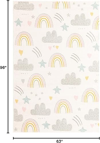 Unique Loom Whimsy Collection - Alfombra rectangular de 5 pies 3 pulgadas x 8 pies 0 pulgadas, marfilazul claro