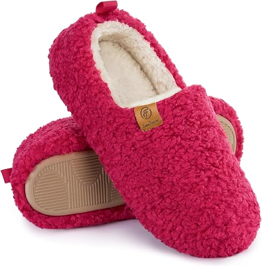 EverFoams Women s Soft Curly Full Slippers Memory Foam Lightweight House Shoes Cozy Loafer with Polar Fleece Lining