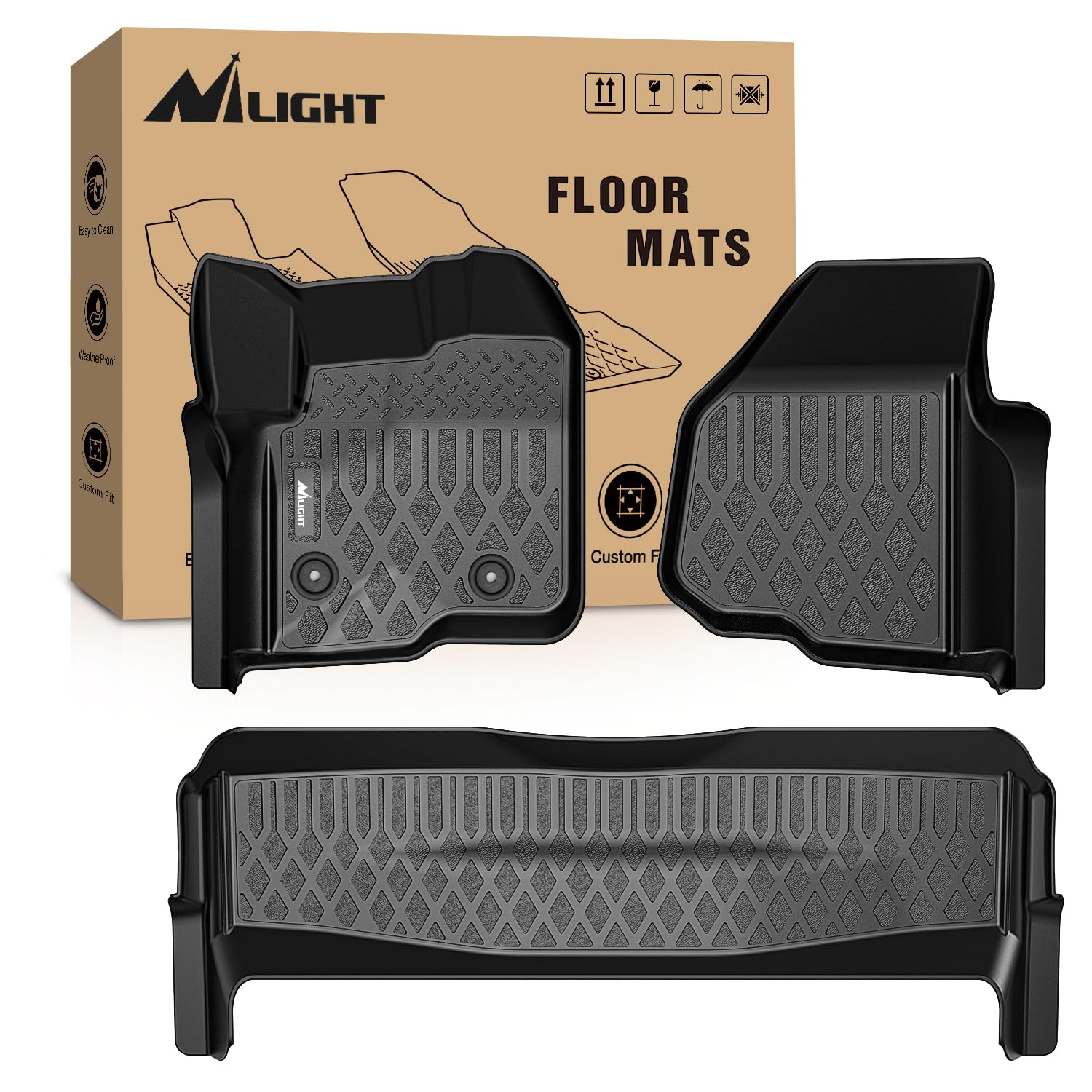 Nilight TPE Floor Mats for Ford F250 F350 F450 SuperCrew Crew Cab 2012 2013 2014 2015 2016 All