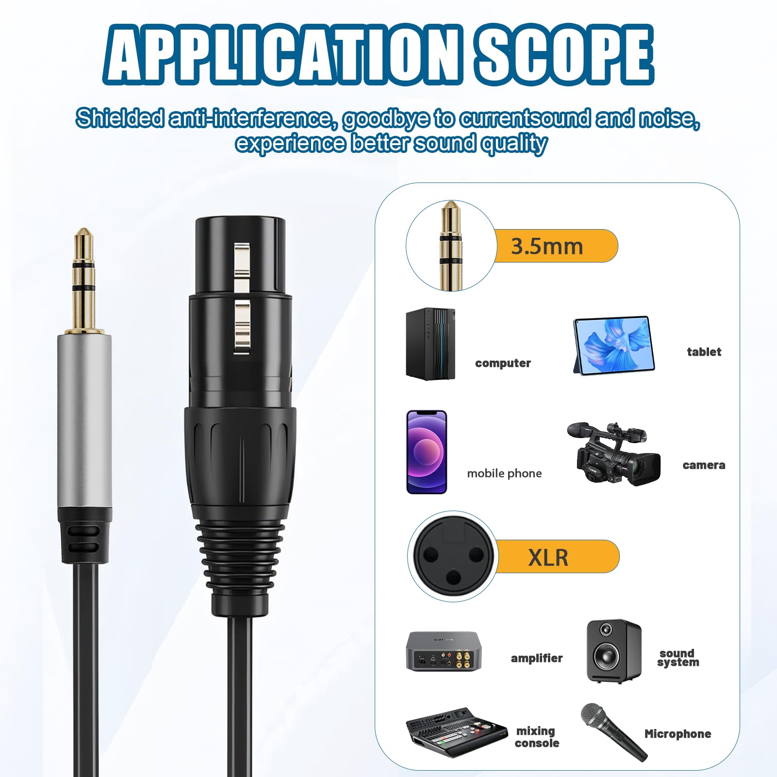 Cable Tisino De 3,5 Mm A 2 XLR Macho | Cable Divisor Y De 2 Metros | Para Conectar PC, Portátil O Móvil A Mezcladores O Altavoces Profesionales