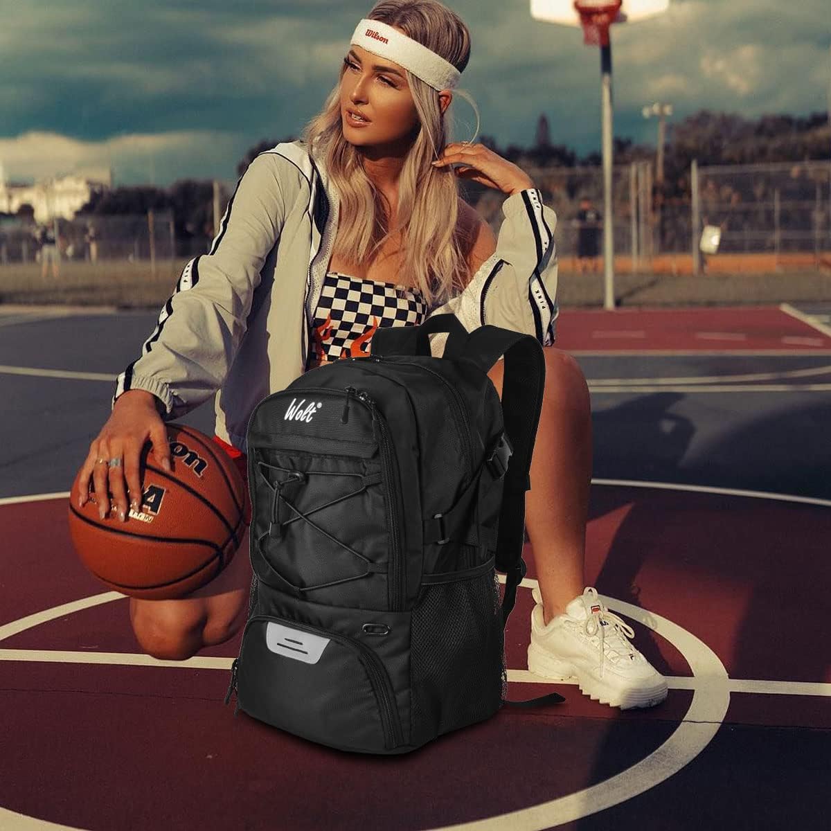 WOLT Bolsa de fútbol con portaequipajes Mochila de Baloncesto con Porta balones Mochila Deportiva con Bolsillo para Botella de Agua