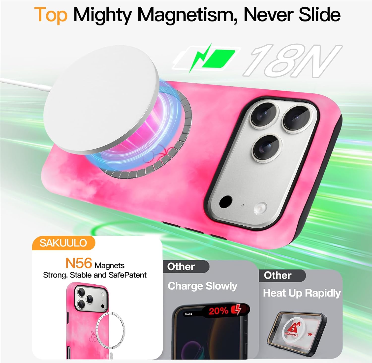 SAKUULO Magnetic for iPhone 17 Pro Max Case (6.9 inchs) Cream Pink tie dye Print Pattern [Compatible with MagSafe] Wireless Charge Strengthen Protection Cover, Cream Pink tie dye (6.9")