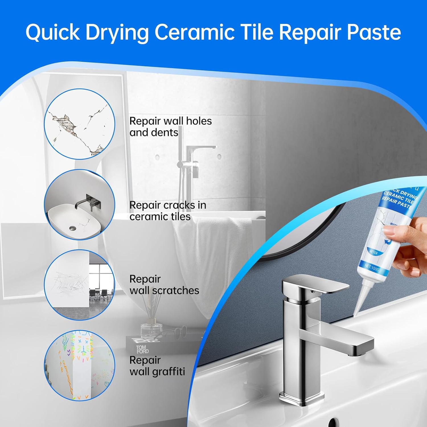 Tile Repair Kit,Tile Repair Paste, Wall Repair Cream - Image 4
