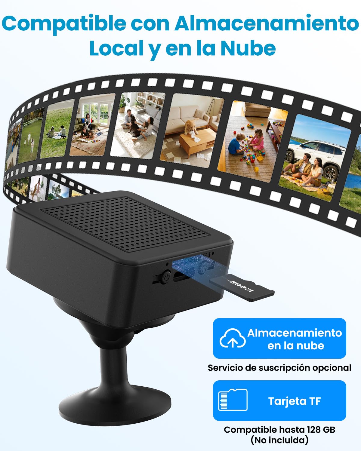 Camara Espia 4K Mini WiFi / sin Wifi Camara Vigilancia, Interior/Exterior Cámaras, Vigilancia Inalambricas, Larga Duracion, Detección de Movimient, Múltiples Instalaciones, para Hogar/Mascotas, Nerón