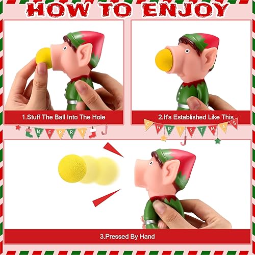 Miniatura 2 de Vinsot 3 juguetes de Navidad Poppers, muñeco de nieve, Papá Noel, reno de Papá Noel, bola de disparo, juego de disparos con 15 bolas de espuma para