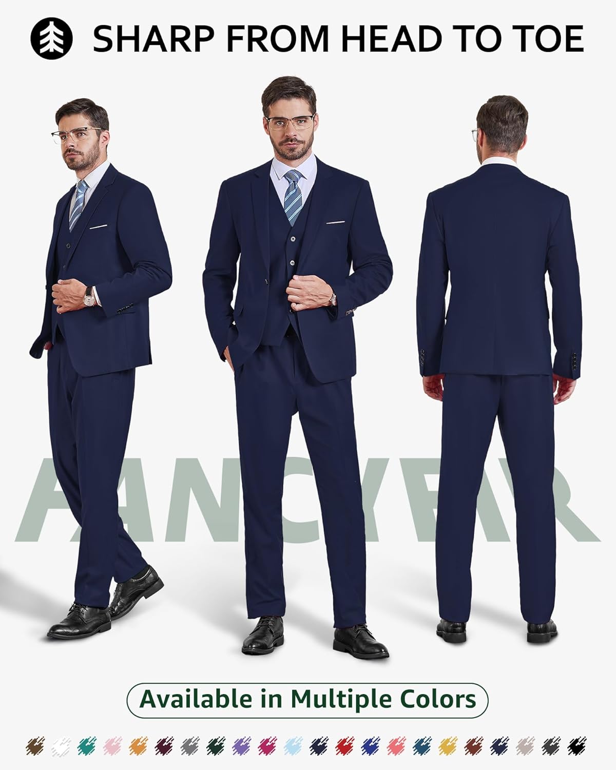 Men's 3 Pieces Slim Fit Suit Set, One Button Solid Jacket Vest Pants for Party, Business, Wedding, Homecoming