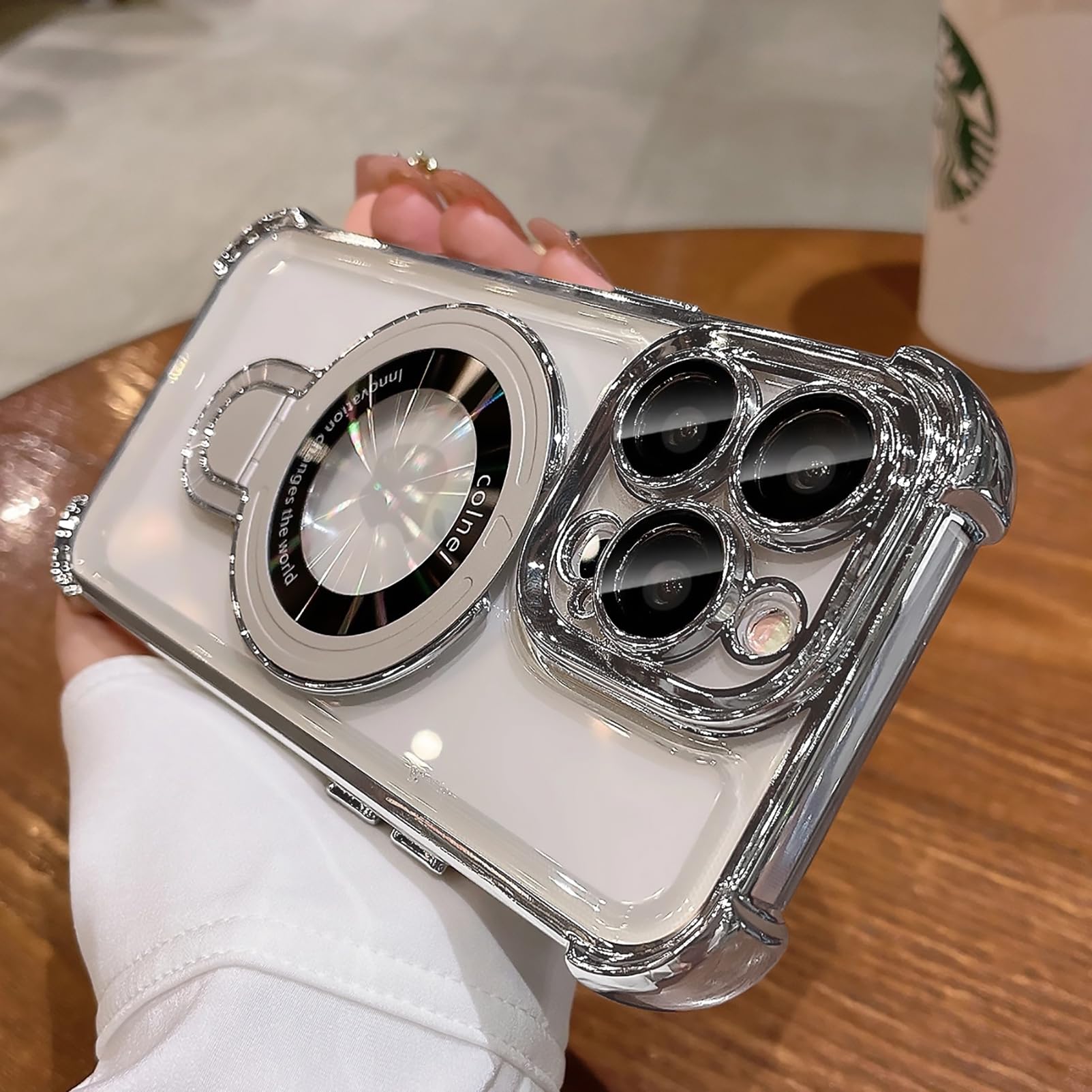 Chuawinty Compatible with iPhone 15 Pro Max Case for Metal Ring Kickstand,[Military Grade Drop Protection] Four Corners Shockproof Bling Durable Slim